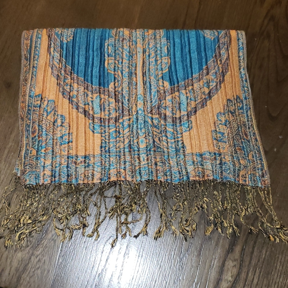 New Pashmina Paisley Accordion Fringe Scarf Wrap